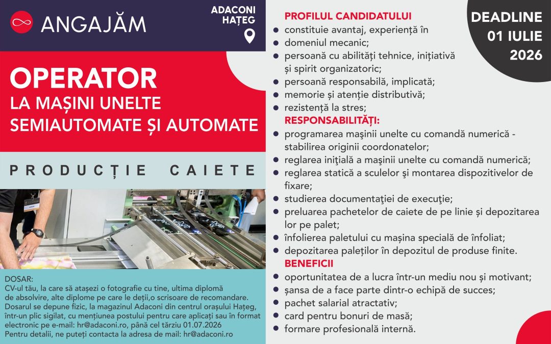We Are Hiring: Semi-Automatic and Automatic Machine Operator